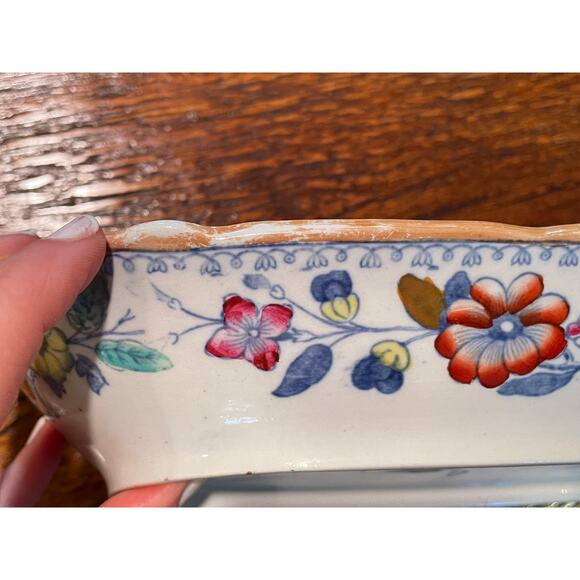 Vintage Mason's Patent English Ironstone Tray, Floral, Flying Bird Pattern - Picture 7 of 9